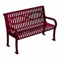 Ultra Site Lexington 4' Burgundy Wave Bench with Backrest 51'' x 26 7/8'' x 35 1/2'' 38A954W4BG